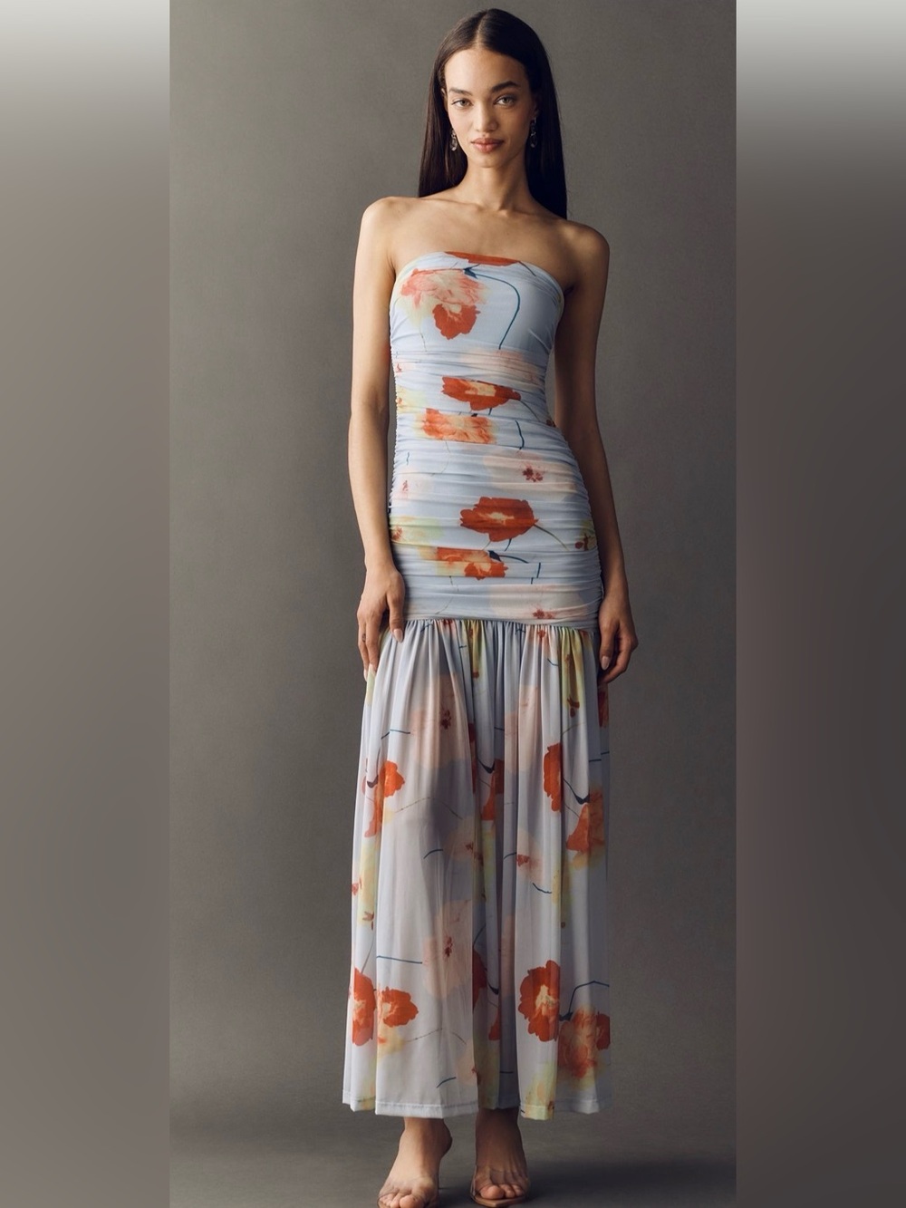 Bardot Solana Drop Waist Strapless Maxi Dress Sz 12